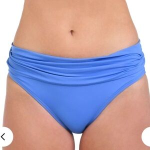 LA Blanca Island Goddess Ruched Band Hipster Bottom Chambray 14‎ New With Tags